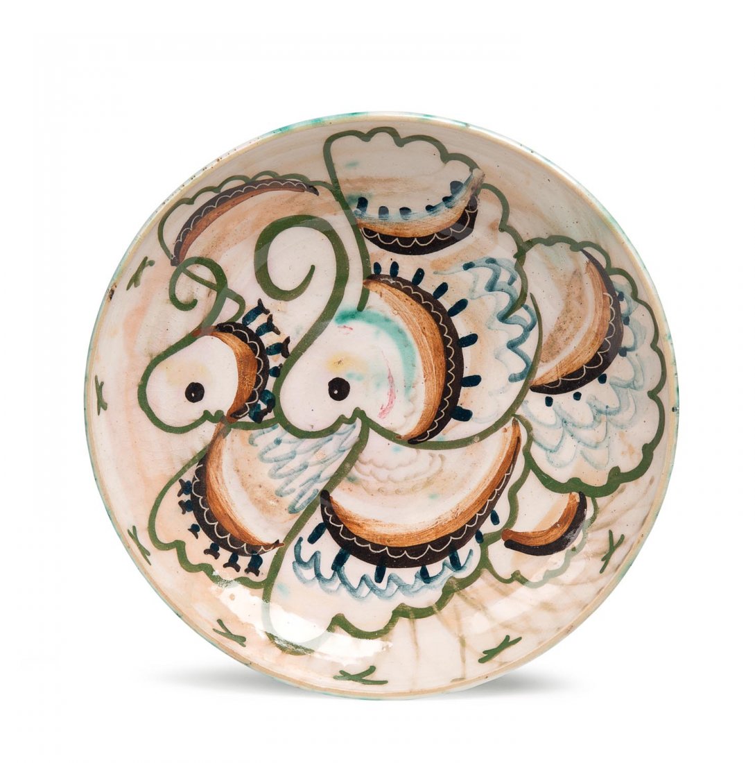 John Perceval (1923-2000) (decorator) and Arthur Merric: John Perceval (1923-2000) (decorator) and Arthur Merric Boyd (1920-1999) (potter) A glazed earthenware dish decorated with a stylised bird incised Arthur Merric Boyd 25cm diameter