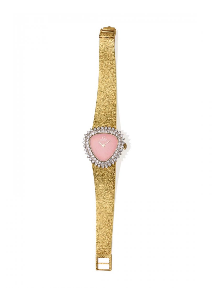 A Lady's diamond and coral wristwatch, Omega, circa (1 of 1)