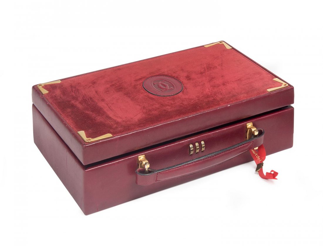 A Le Must de Cartier jewel box, burgundy suede, velvet (1 of 1)