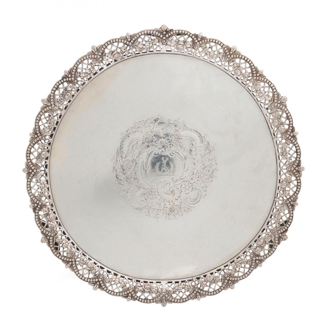 A George III sterling silver circular salver by Abraham (1 of 1)