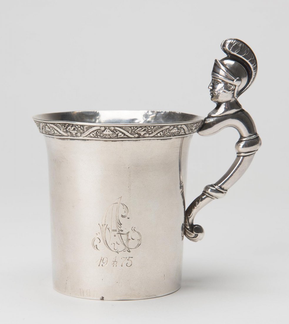A Russian silver mug with a Roman soldier handle by P. (1 of 1)