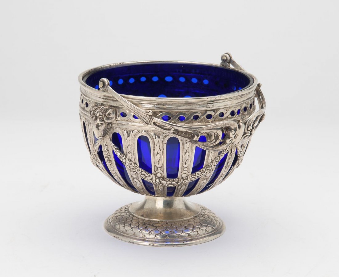 A German silver pierced swing handled sugar pail (1 of 1)