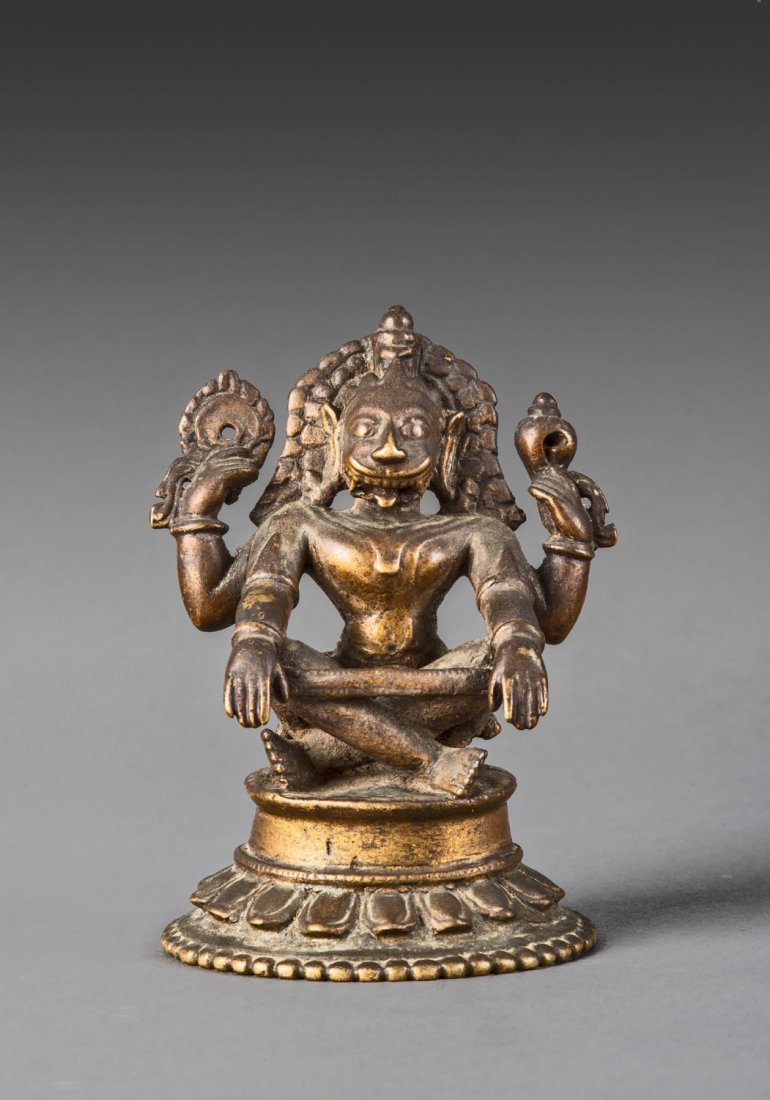 An Indian bronze seated figure of Narasimha, (1 of 1)