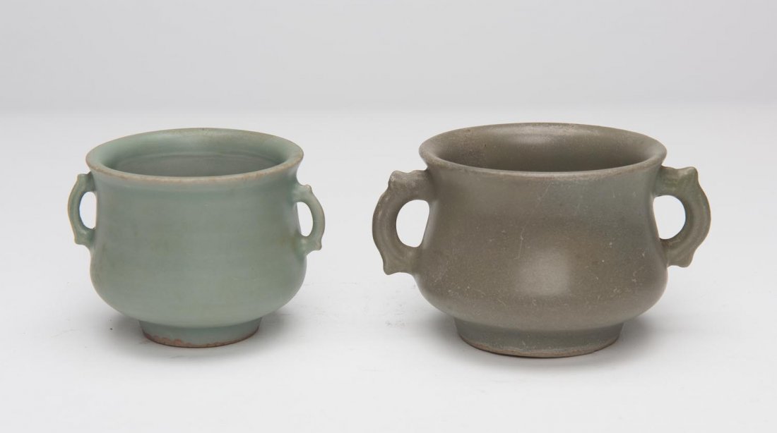 Two Longquan double handled censors, Yuan dynasty (1 of 4)