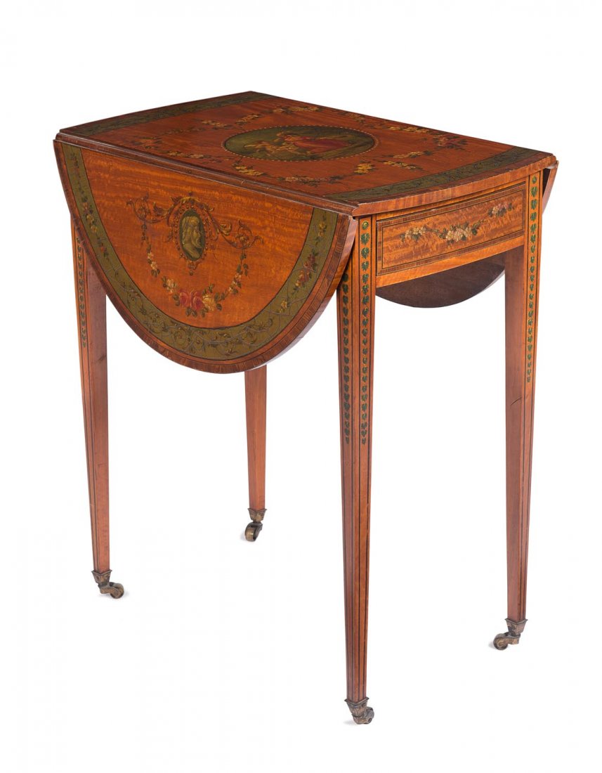 A painted satinwood PembrokeÂ table, English, late 19th (1 of 1)