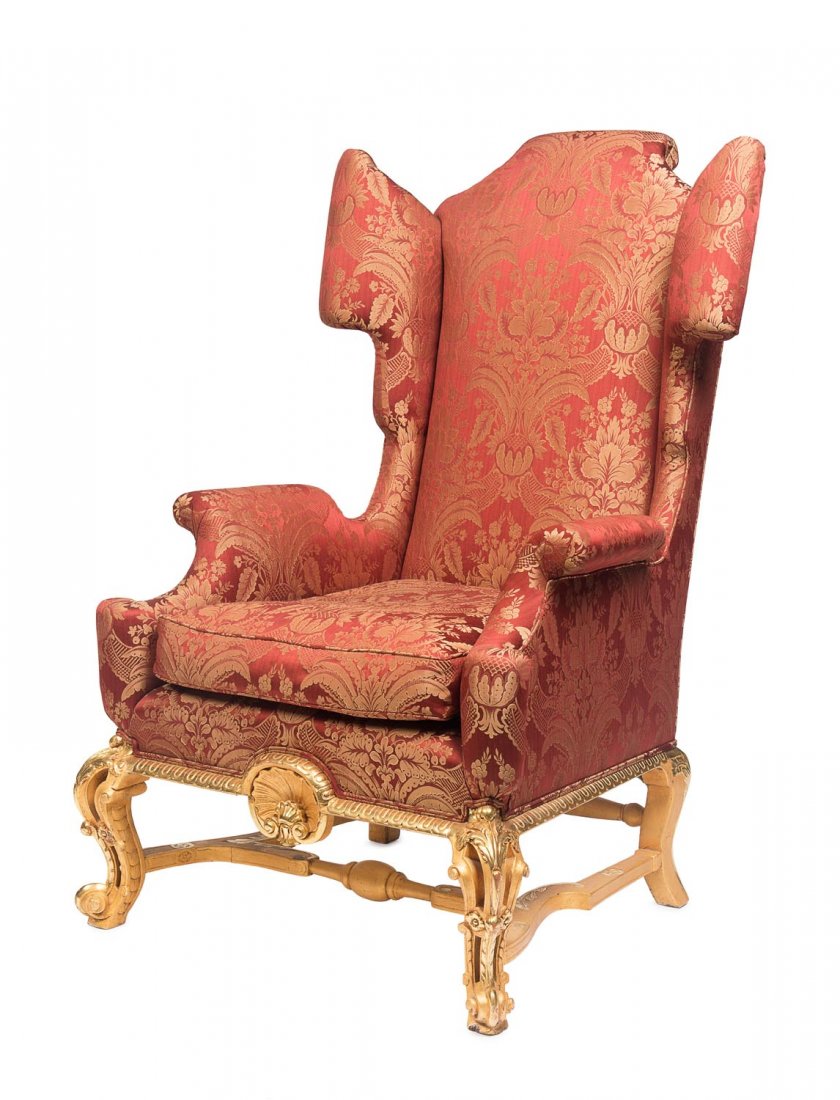 A large giltwoodÂ upholstered chair, Italian, 19th (1 of 1)