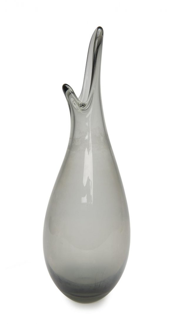 A Danish glass vase Holmegaard "Naebvase" (Beak vase): A Danish glass vase Holmegaard "Naebvase" (Beak vase) designed by Per Lutken, engraved "HOLMEGAARD, 54", circa 1954. 42cm