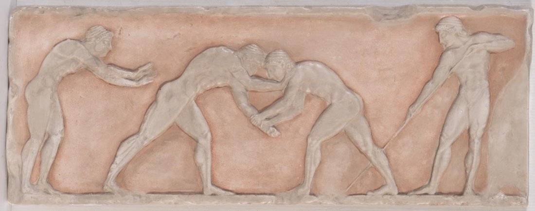 A plaster relief wall plaque of classical Greek (1 of 1)