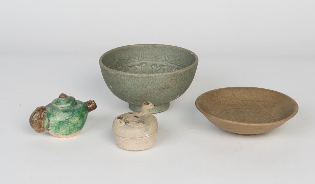 A Chinese celadon dish with carved lotus decorated (1 of 1)