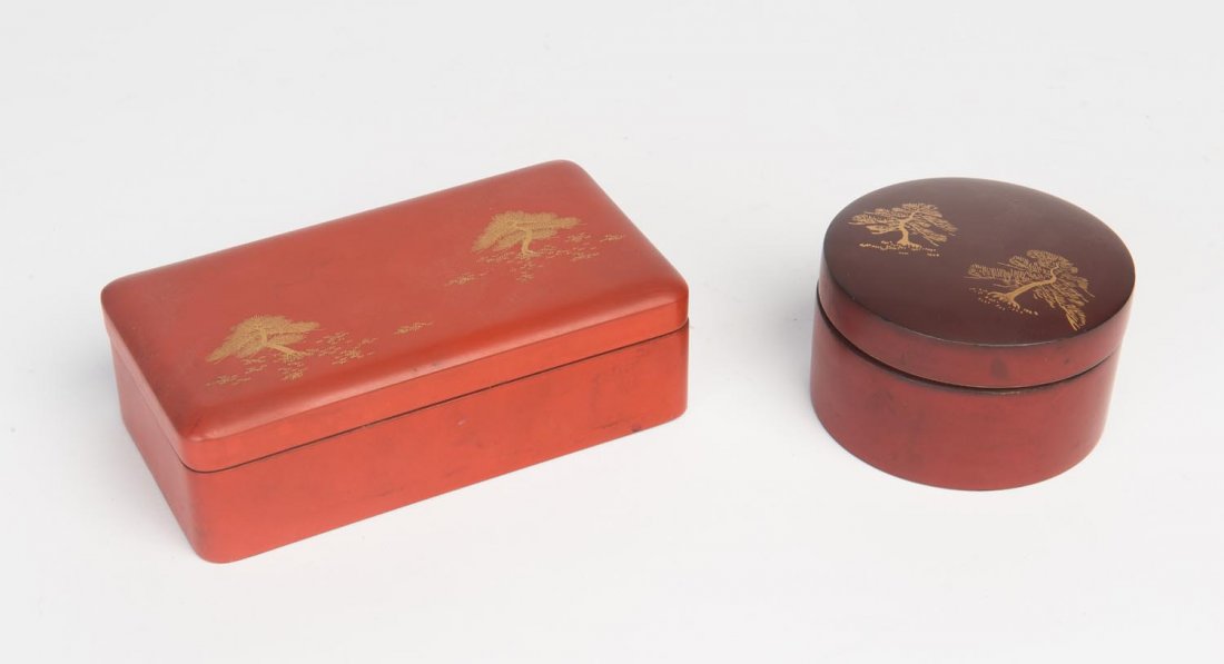 Two red lacquer boxes, 20th Century, 16 x 8.5 x 5cm and (1 of 1)