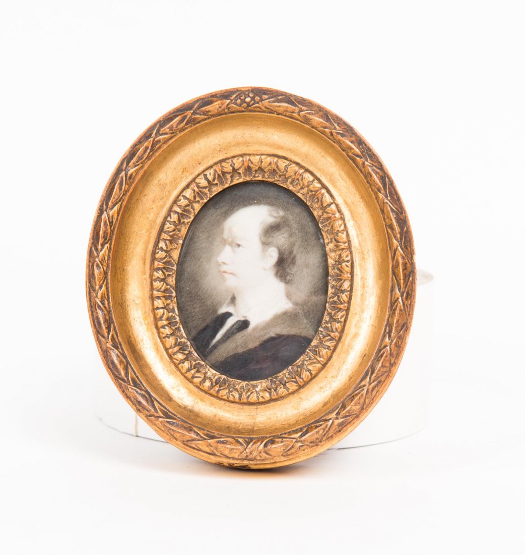 A Georgian miniature on ivory of a man in an ermine (1 of 1)