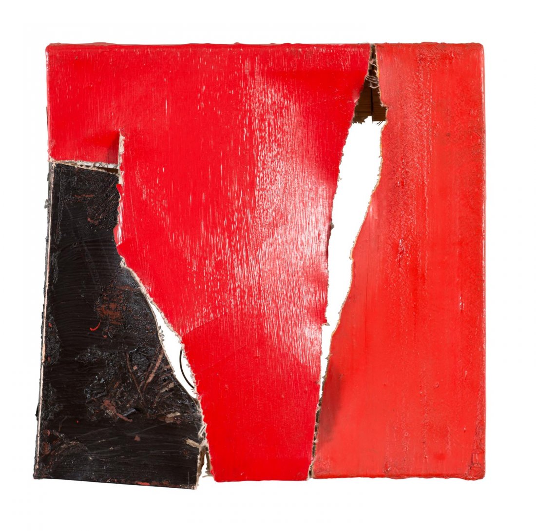 ANGELA DE LA CRUZ (SPANISH, BORN 1965) Square 2002: ANGELA DE LA CRUZ (SPANISH, BORN 1965) Square 2002 oil on cut canvas 41cm high, 40.5 cm wide, 7cm deep PROVENANCE: Anna Schwartz Gallery, Melbourne 2002