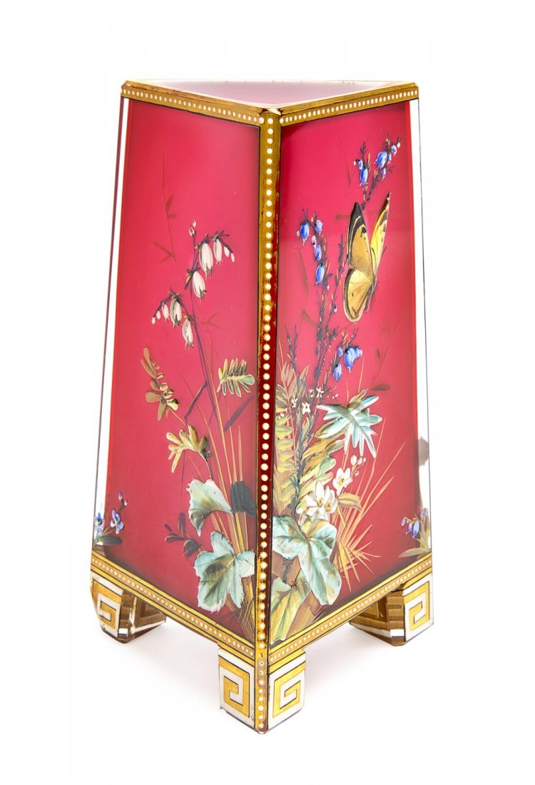 A gilded and enamelled glass vase, possibly by Thomas: A gilded and enamelled glass vase, possibly by Thomas Webb, 19th century 16.5cm high