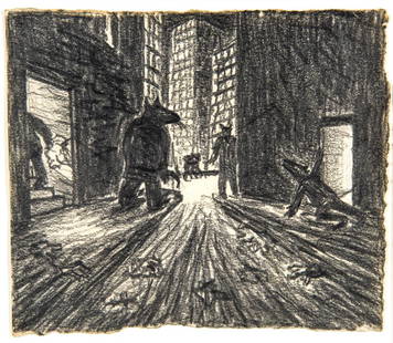 PETER BOOTH (BORN 1940) Rat Men in a City: PETER BOOTH (BORN 1940) Rat Men in a City pencil on paper signed verso: Booth 15 x 17.5 cm EXHIBITED: Peter Booth Drawings 1977-1987, De