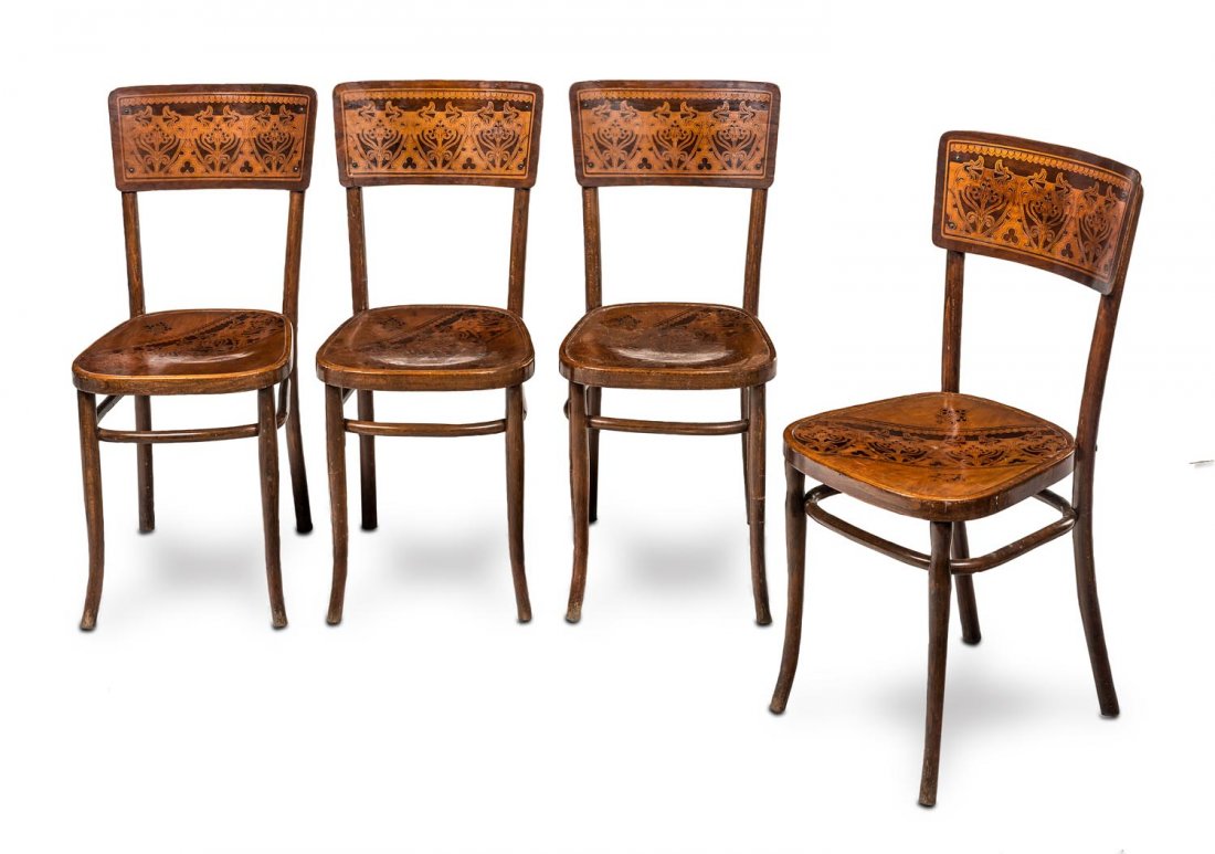 A set of stylish Art Nouveau bentwood chairs by J. and (1 of 1)