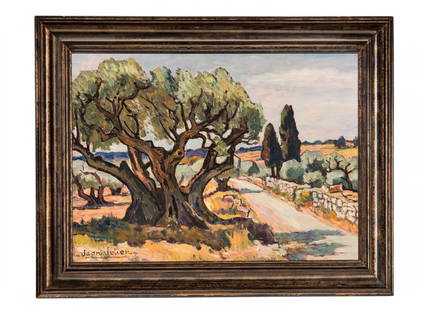 JEAN PIERRE JULIEN, French early 20th Century A French: JEAN PIERRE JULIEN, French early 20th Century A French Provincial landscape, Oil on Board signed lower left 51cm high, 71cm wide