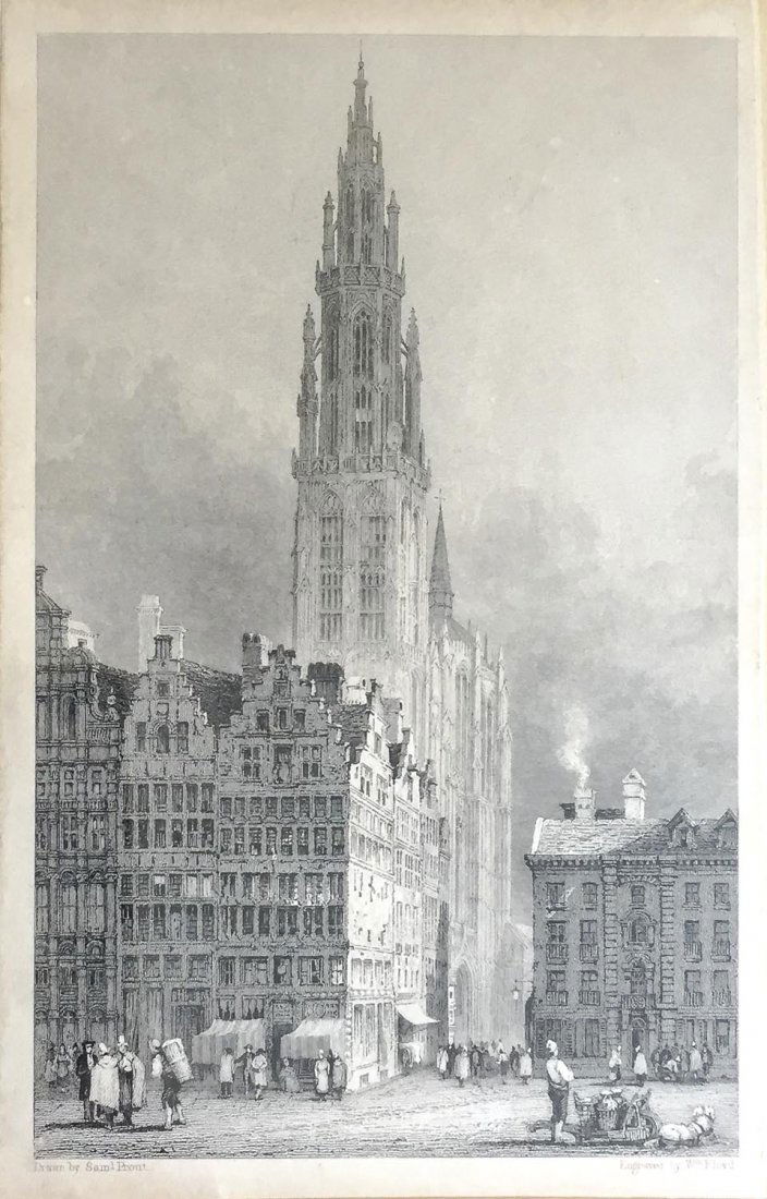 SAMUEL PROUT (BRITISH, 1783-1852) The Town: SAMUEL PROUT (BRITISH, 1783-1852) The Town Square engraving by William Floyd 15 x 9.5cm