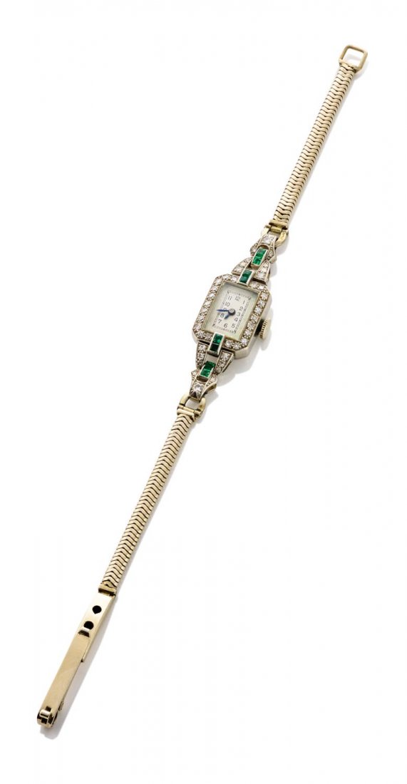 A Lady's platinum Art Deco emerald and diamond (1 of 1)
