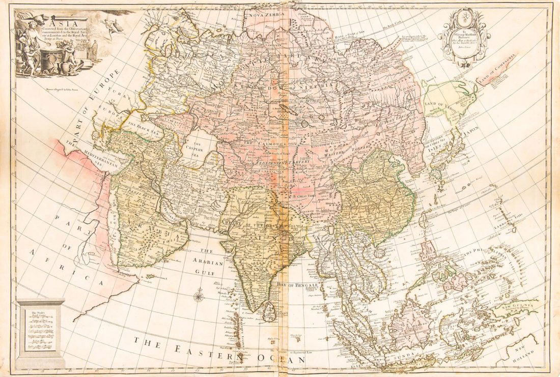 Senex, John. Asia, Corrected from the Observations: Senex, John. Asia, Corrected from the Observations communicated to the Royal Society at London and the Royal Academy at Paris, drawen [sic] & engravâ€™d by John Senex. Double-page engraved map wi