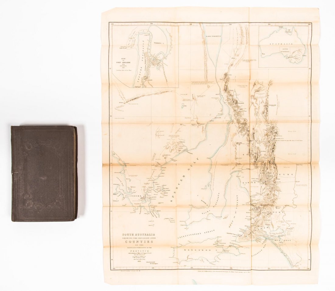 Dutton, Francis. South Australia and its Mines, With an: Dutton, Francis. South Australia and its Mines, With an Historical Sketch of the Colony, Under its Several Administrators, to the Period of Captain Greyâ€™s Departure. Octavo, frontispiece, plate