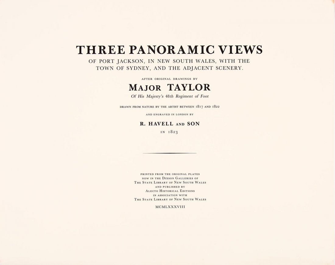 Major Taylor's Panorama of Sydney 1823, Three panoramic (1 of 2)