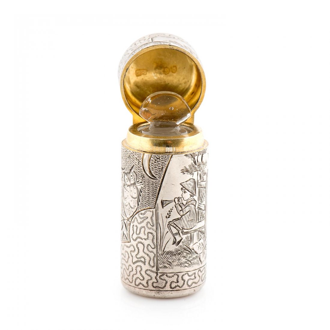 A Victorian sterling silver bottle of cylindrical form (1 of 1)