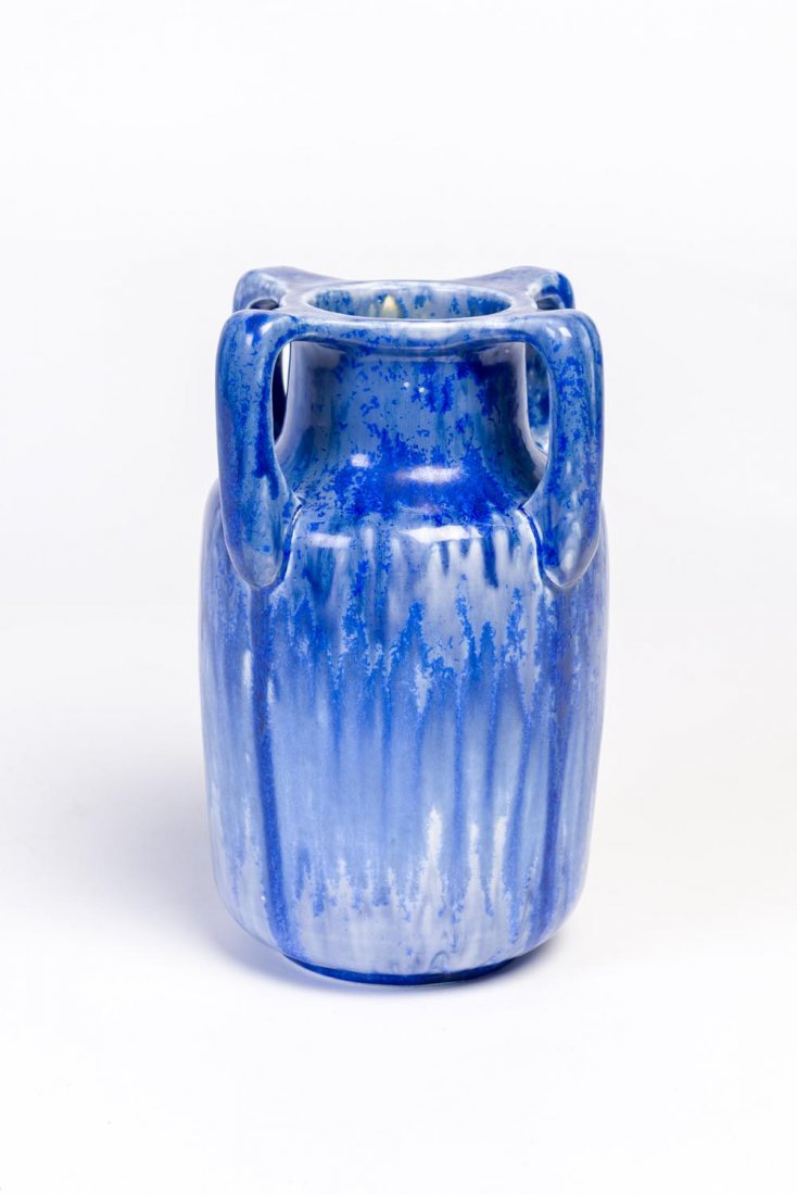 A Ruskin pottery blue crystalline glazed 'Egyptian': A Ruskin pottery blue crystalline glazed 'Egyptian' ware vase, English, 1931 25cm high