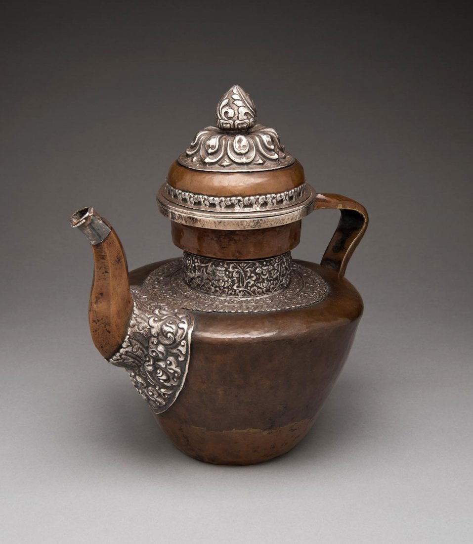 A Tibetan copper and silver teapot, 19th century (1 of 1)