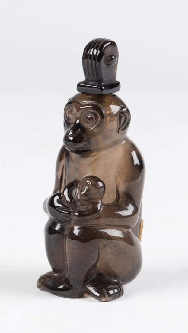 A smokey rock crystal snuff bottle, in the form of a (1 of 1)