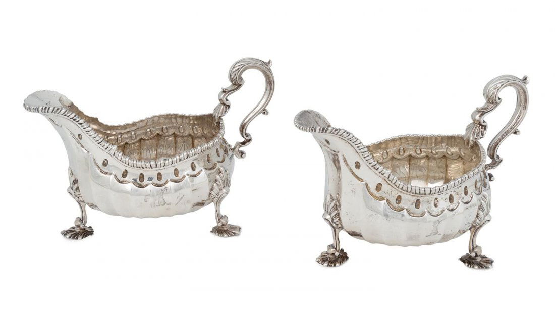 An impressiveÂ pair of George II silver sauceboats by (1 of 1)