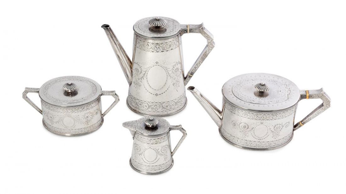 A Victorian four-piece sterling silver tea and coffee (1 of 1)