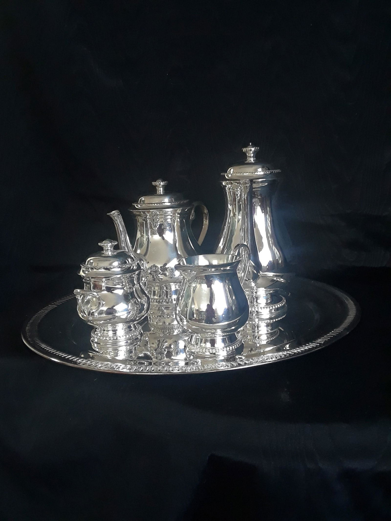 Silver Plate Tea set 4 pieces with Tray (1 of 6)