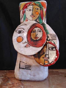 Schiavon ceramic vase: Italian art pottery vase. Signed Elio Schiavon (1925 _2004 ). One o the most Important Italian Modernist ceramic artist with Gambone and Fantoni.