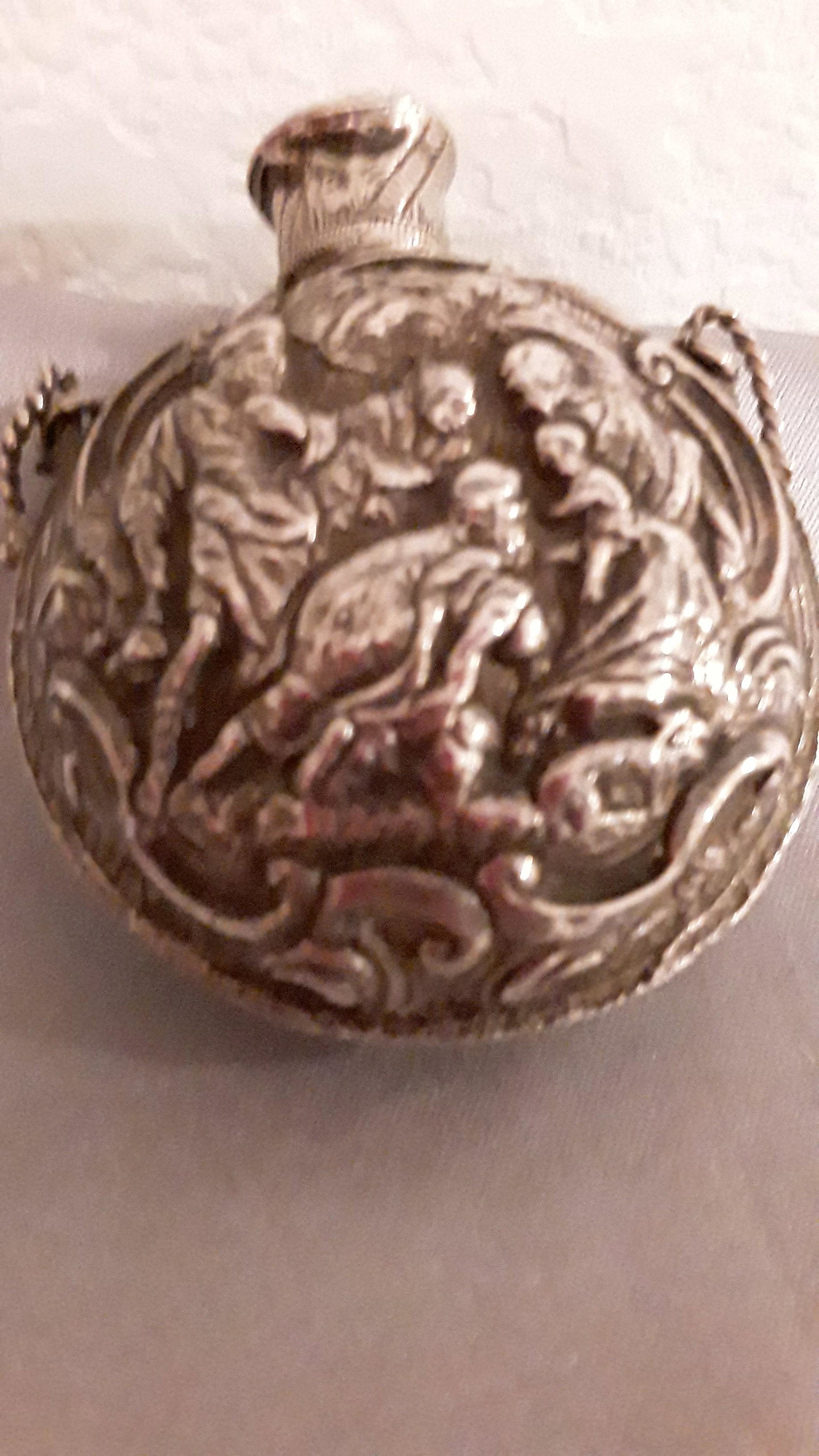 PERFUME BOTTLE: Small round Dutch flask. Second half of 19th Century (2.2inch x 2.2 inch)