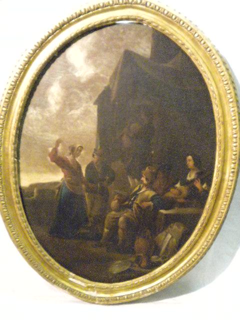 Dutch painting: Oval dutch oil on canvas,refer to Jan Miel (1599 in Beveren-Waas â€“ 1663 in Turin). Was a Flemish painter who was active in Italy. He initially formed part of the circle of Dutch and Flemish gen