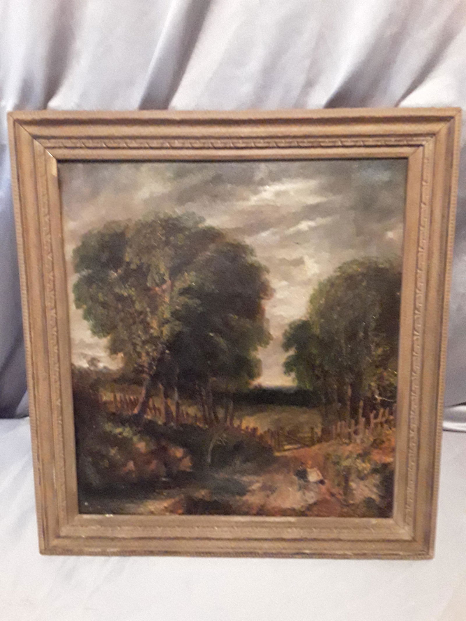 English painting: A rural landscape oil painting by English artist David Bates. David Bates (1840-1921) was an English landscape artist who painted in oils and watercolour H 21.5 X L 20 inch H55 cm X L50 cm