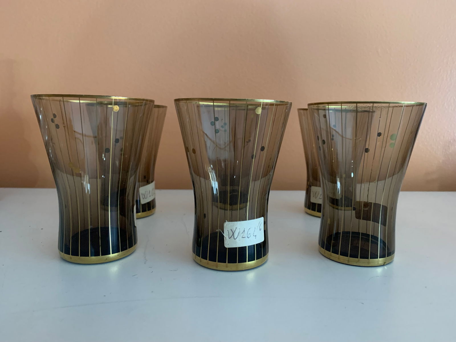 Austrian Exceptional Moser Koloman Moser Wiener Werkstätte set of six glasses: Exceptional Moser Koloman Moser Wiener Werkstätte set of five glasses .The Wiener Werkstätte, established in 1903 by the graphic designer and painter Koloman Moser, the architect Josef Hoffmann and