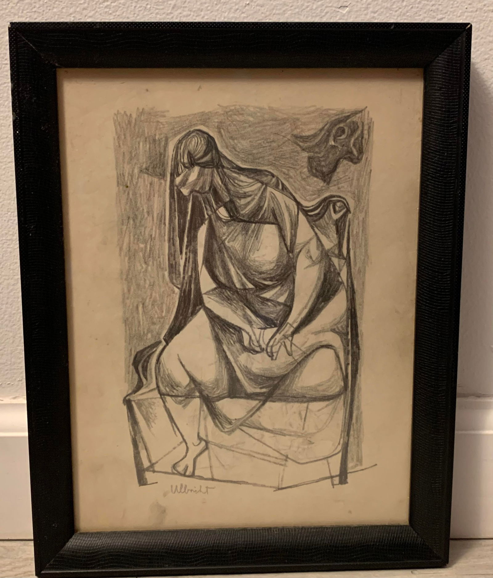 Painting with two early original drawings signed John Ulbricht: Painting with two early original drawings in Graphite on paper signed John Ulbricht. Ulbricht (1913–2007) was an American-born painter and sculptor known for his vibrant portraits, still lifes, and