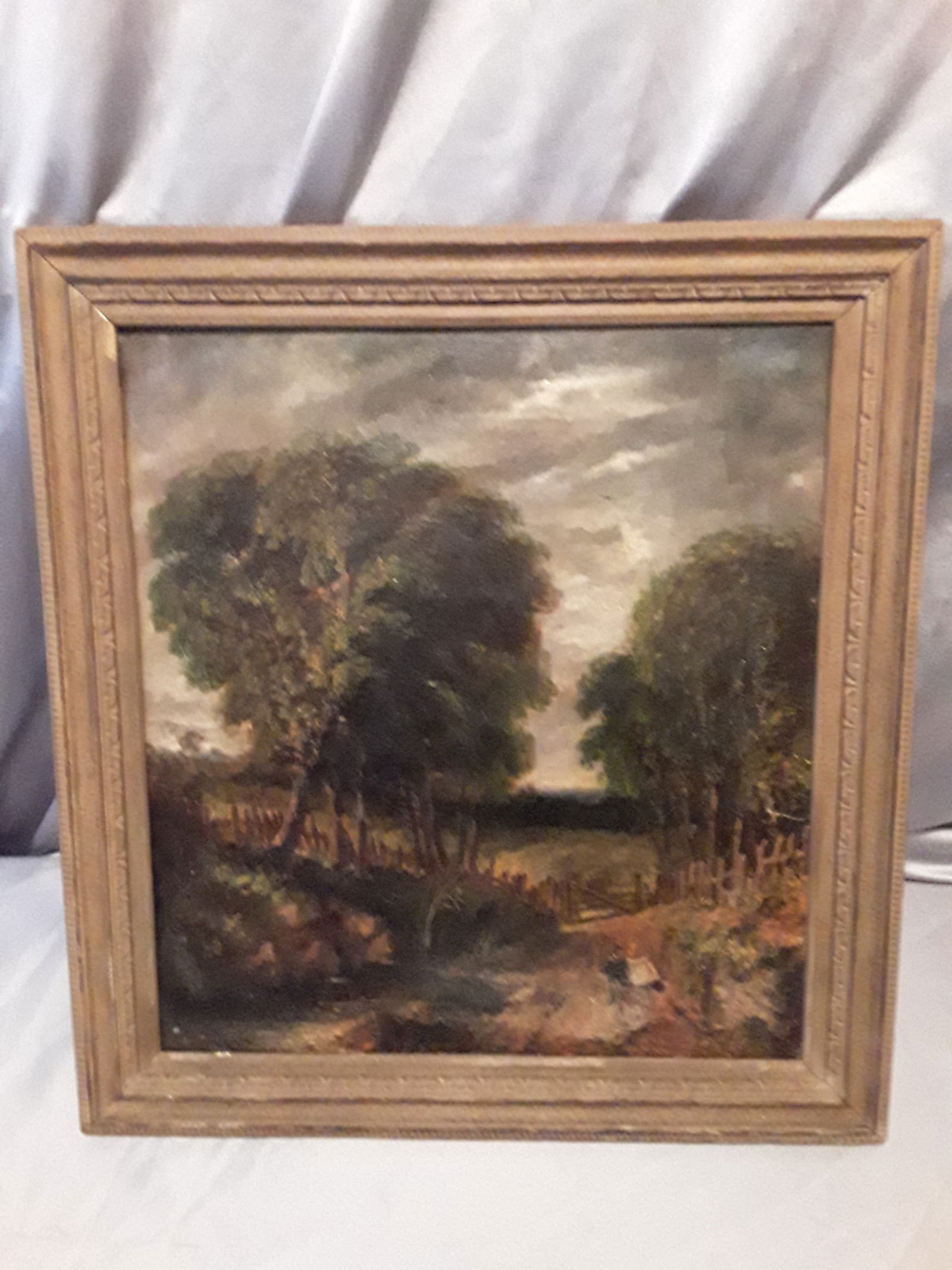 English painting: A rural landscape oil painting by English artist David Bates. David Bates (1840-1921) was an English landscape artist who painted in oils and watercolour H 21.5 X L 20 inch H55 cm X L50 cm