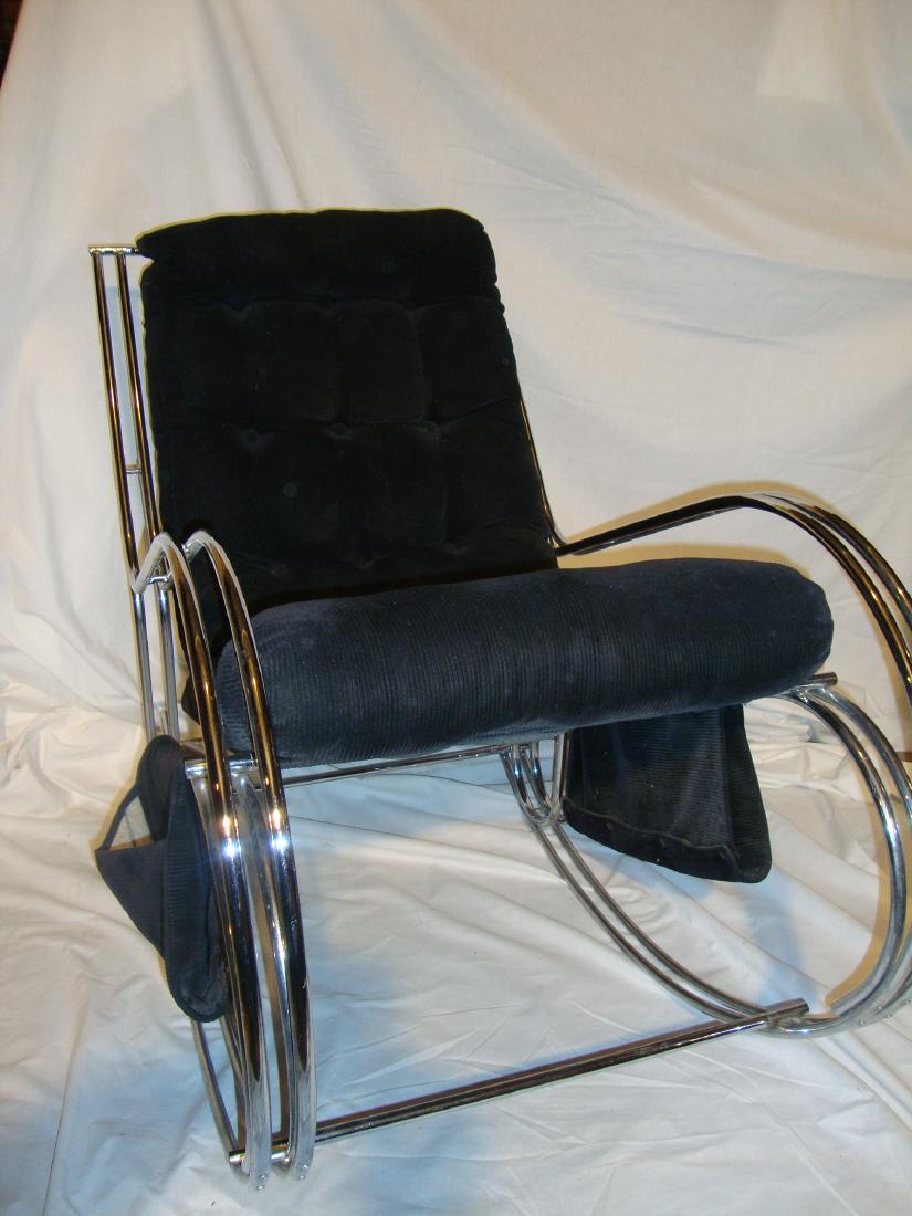 Mid C, Chrome Rocker w/Black Corduroy Fabric: Mid C, Chrome Rocker w/Black Corduroy Fabric, Size 45" (D) x 42" (H)