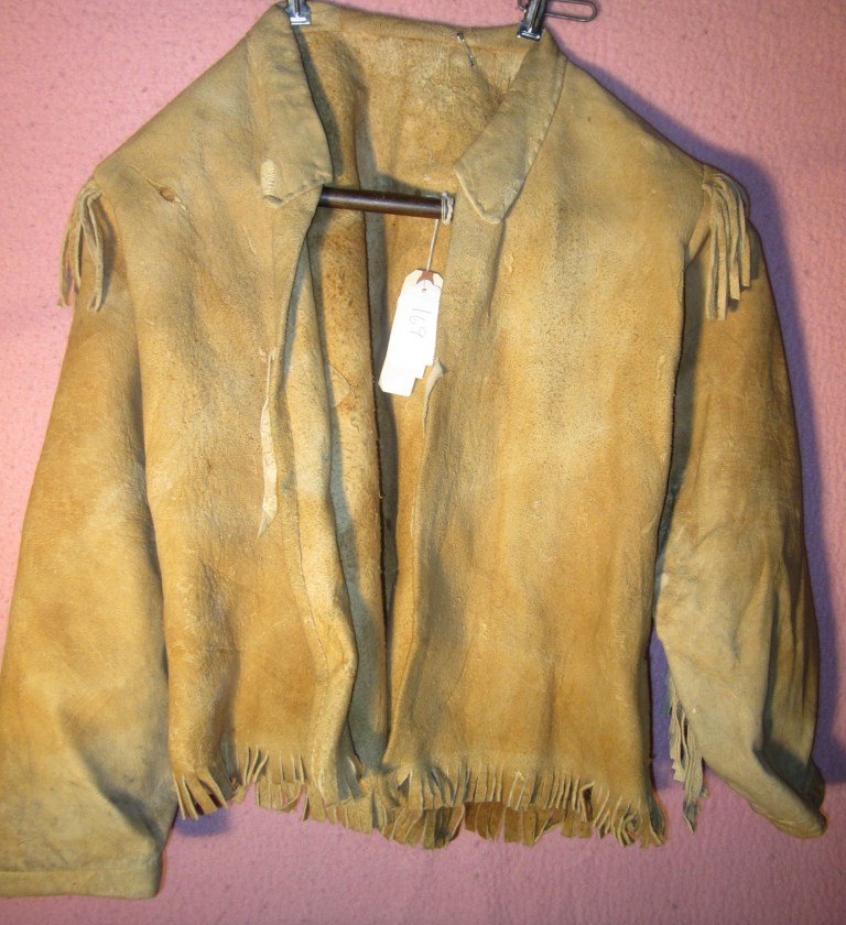 Hide jacket: Jacket with micro beading and overall fringe, 1880's