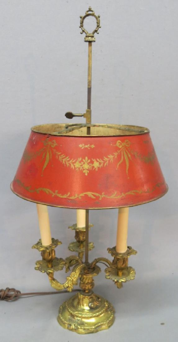 FRENCH ORMOLU BOUILOTTE LAMP WITH TOLE SHADE (1 of 2)