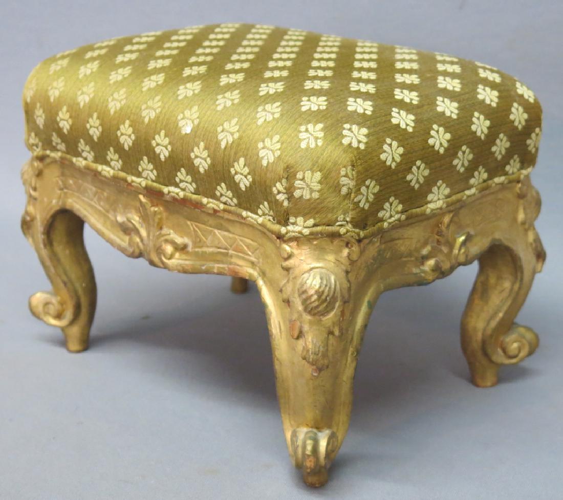 FRENCH GILT CARVED FOOTSTOOL (1 of 3)