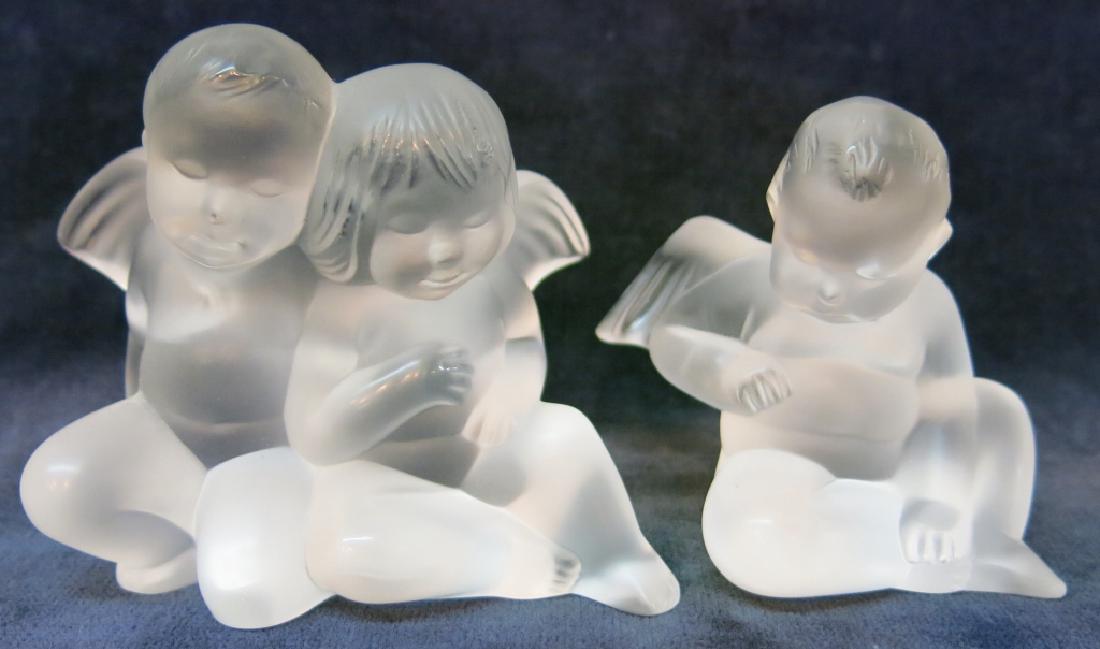 TWO LALIQUE CRYSTAL CHERUB ANGEL CRYSTAL FIGURINES (1 of 2)