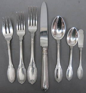 BUCCELLATI STERLING FLATWARE SERVICE FOR TWELVE: EMPIRE PATTERN; COMPLETE FOR 12; 125.8 OZT. 84 PCS.