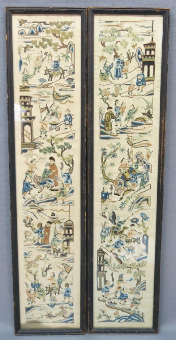 TWO CHINESE SILK EMBROIDERY PANELS (1 of 4)