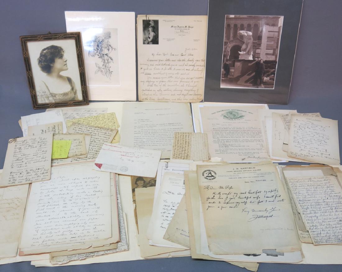 LARGE LOT OF ERIC PAPE LETTERS AND CORRESPONDENCE: MOSTLY TO ERIC PAPE; INCLUDING LETTERS OF CONDOLENCES FOR DEATH OF FIRST WIFE, FAMILY, FRIENDS, AWARDS, ACADAMIES, AND PUBLISHERS