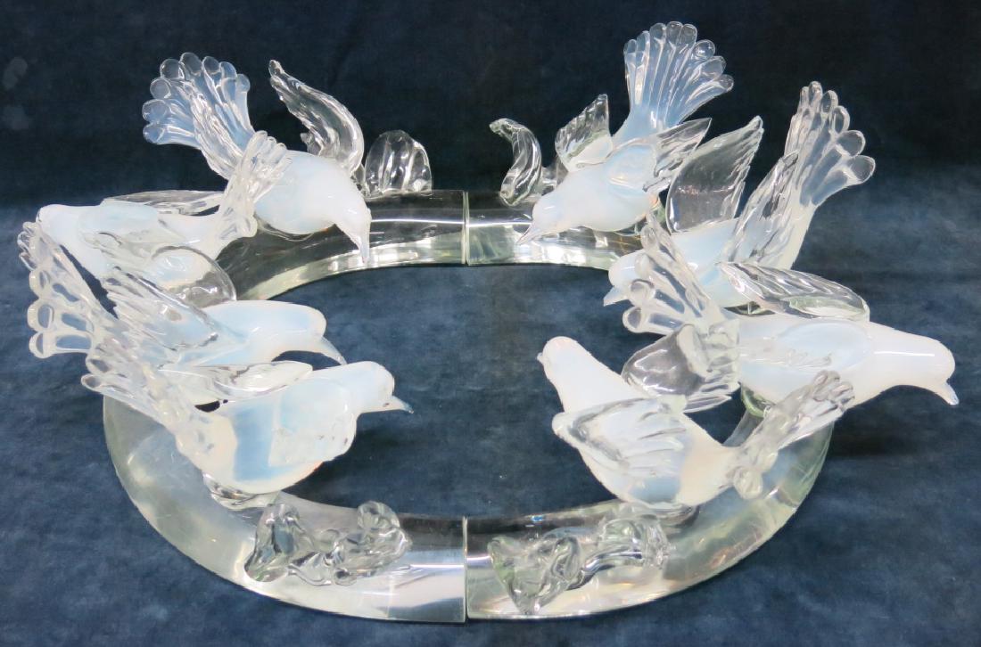 MURANO ART GLASS CENTERPIECE OF DOVES (1 of 4)