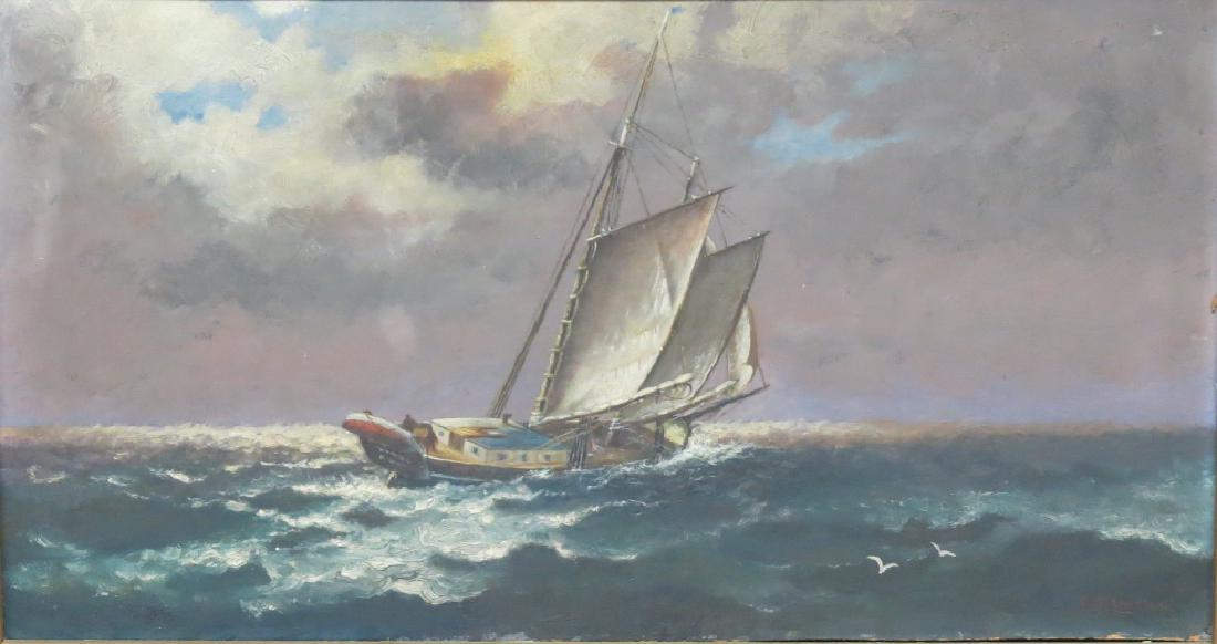 FRANK LINCOLN PAINTING OF A YACHT AT SEA (1 of 4)