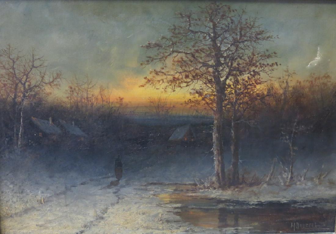 HENRY DUESSEL PAINTING OF RURAL COTTAGES AT DUSK (1 of 5)